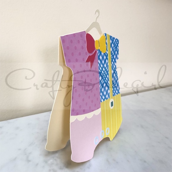 Handmade Baby Shower Card Twins Baby Girl Twins Baby Boy Blank Card Cream Hanger - Picture 3 of 5